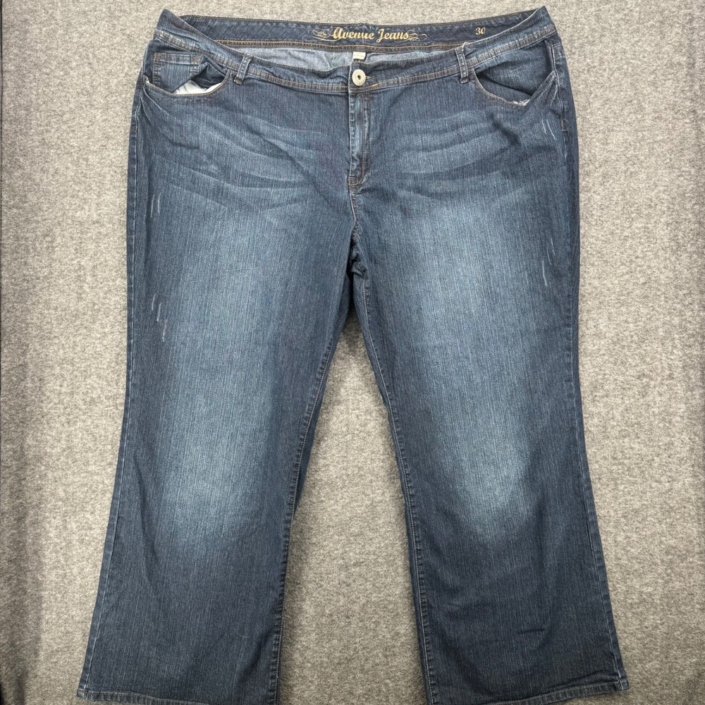 Avenue Jeans Womens Plus Size 30 Average Blue Denim Bootcut Stretch Pants